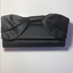 Nina satin bow handle clutch
